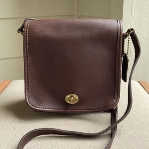 VINTAGE genuine leather COACH shoulder bag brown